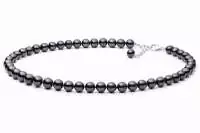 Elegante Perlenkette schwarz rund, 8.5-9.5 mm, 55 cm, Verschluss 925er Silber Gaura Pearls, Estland